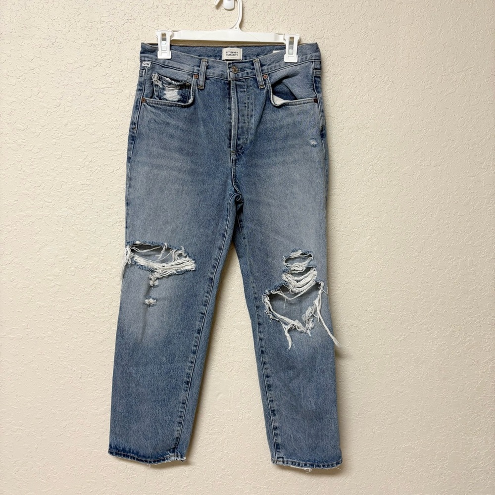Citizens of Humanity Jeans Womens Emery Crop Distressed Denim Button Fly Sz 26